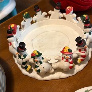 Frolicking Snowmen Candle Holder